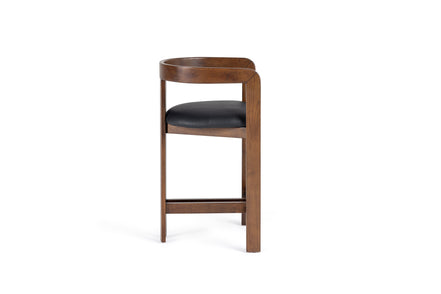 Belton - Modern Black Vegan Leather + Brown Oak Counter Chair - image 2
