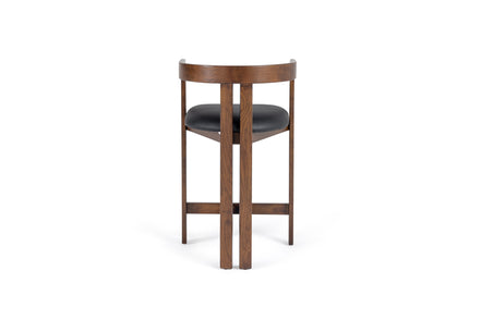 Belton - Modern Black Vegan Leather + Brown Oak Counter Chair - image 3