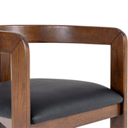Belton - Modern Black Vegan Leather + Brown Oak Counter Chair - image 5