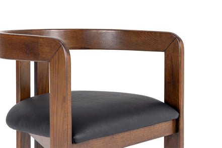 Belton - Modern Black Vegan Leather + Brown Oak Counter Chair - image 5