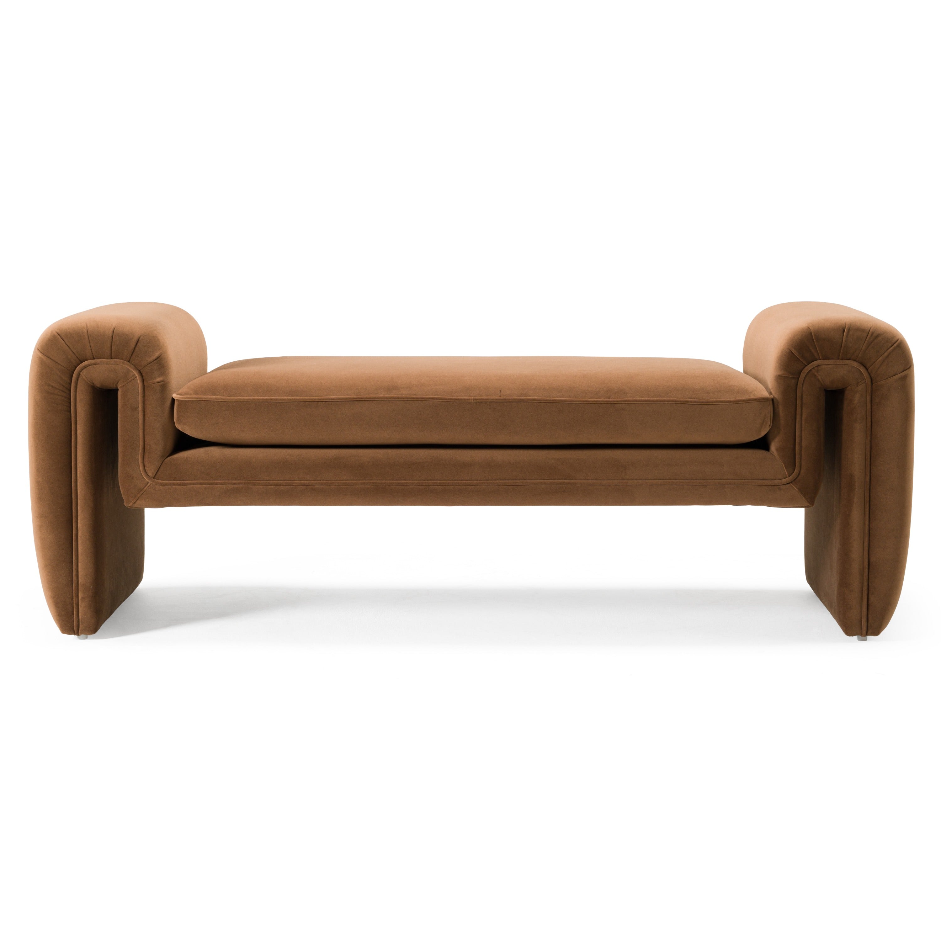 Bentley - Modern Brown Velvet Bench - image 2