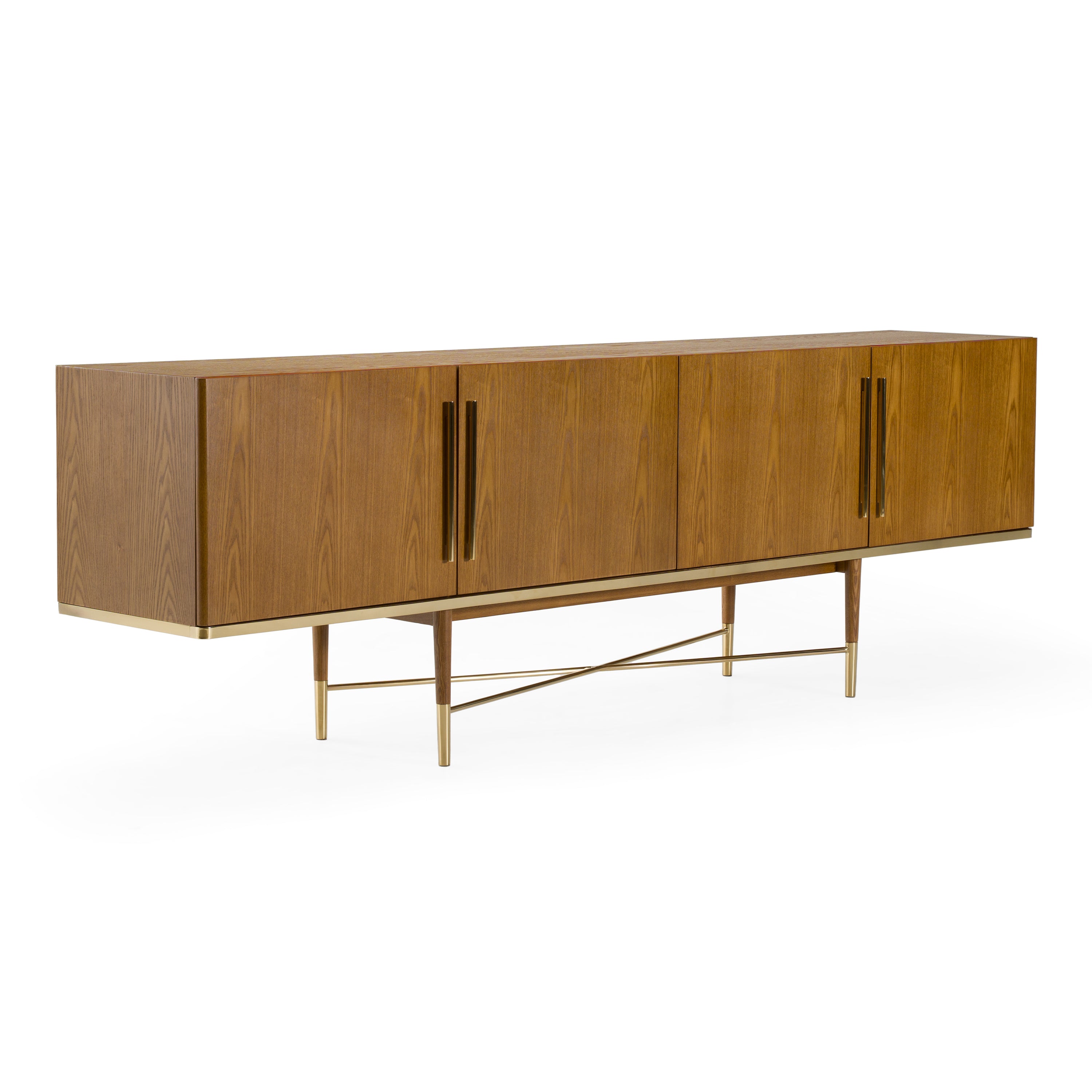 Bernard Mid-Century Modern Walnut & Gold Buffet - image 2