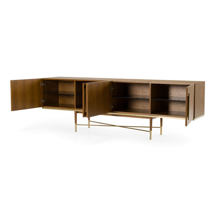 Bernard Mid-Century Modern Walnut & Gold Buffet - image 5