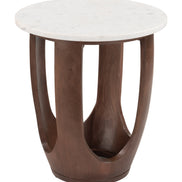 Vaan Side Table White & Walnut