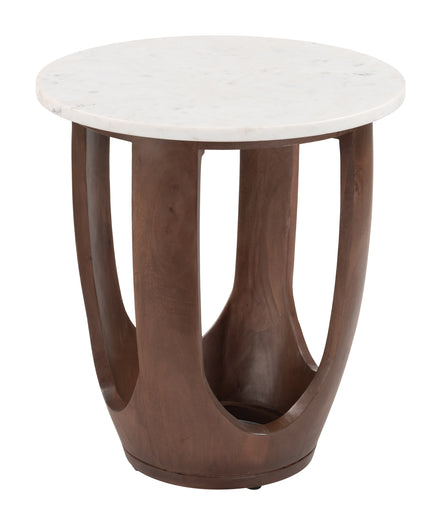 Vaan Side Table White & Walnut