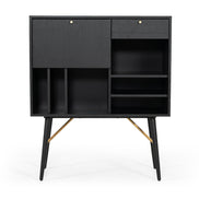 Billy Modern Black Oak & Gold Tall Buffet