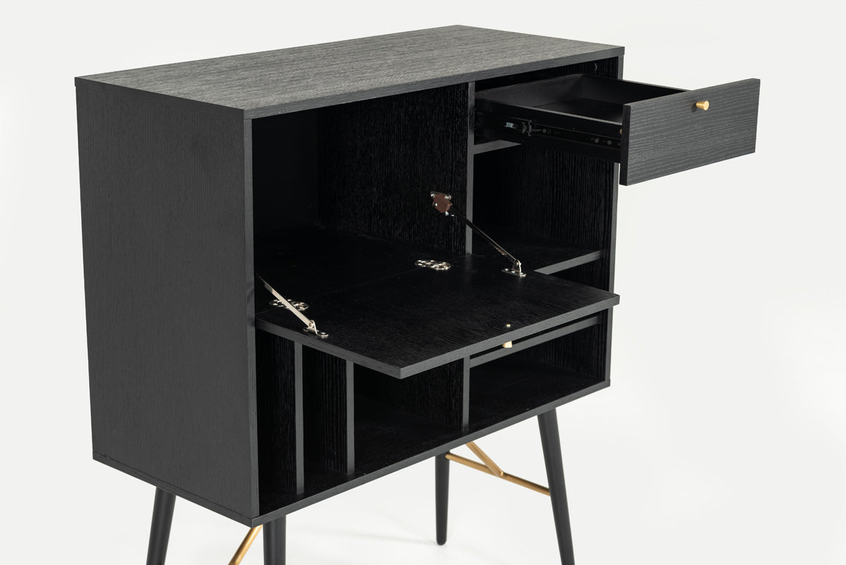 Billy Modern Black Oak & Gold Tall Buffet - image 3