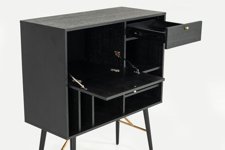 Billy Modern Black Oak & Gold Tall Buffet - image 3