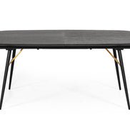 Billy Modern Black Oak & Gold Extendable Dining Table