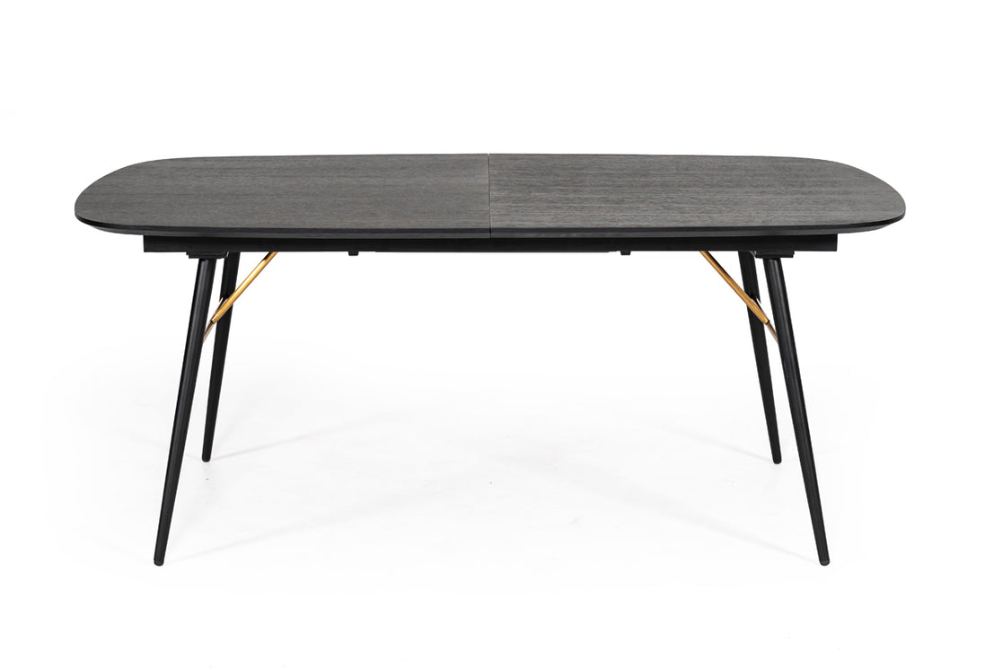 Billy Modern Black Oak & Gold Extendable Dining Table