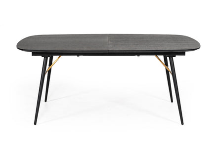 Billy Modern Black Oak & Gold Extendable Dining Table