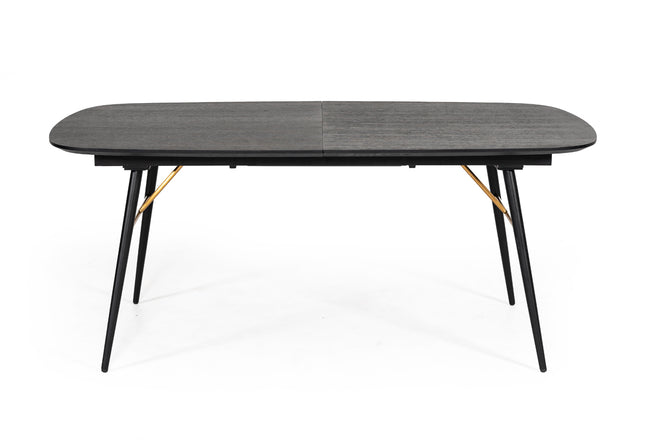 Billy Modern Black Oak & Gold Extendable Dining Table