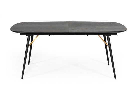 Billy Modern Black Oak & Gold Extendable Dining Table