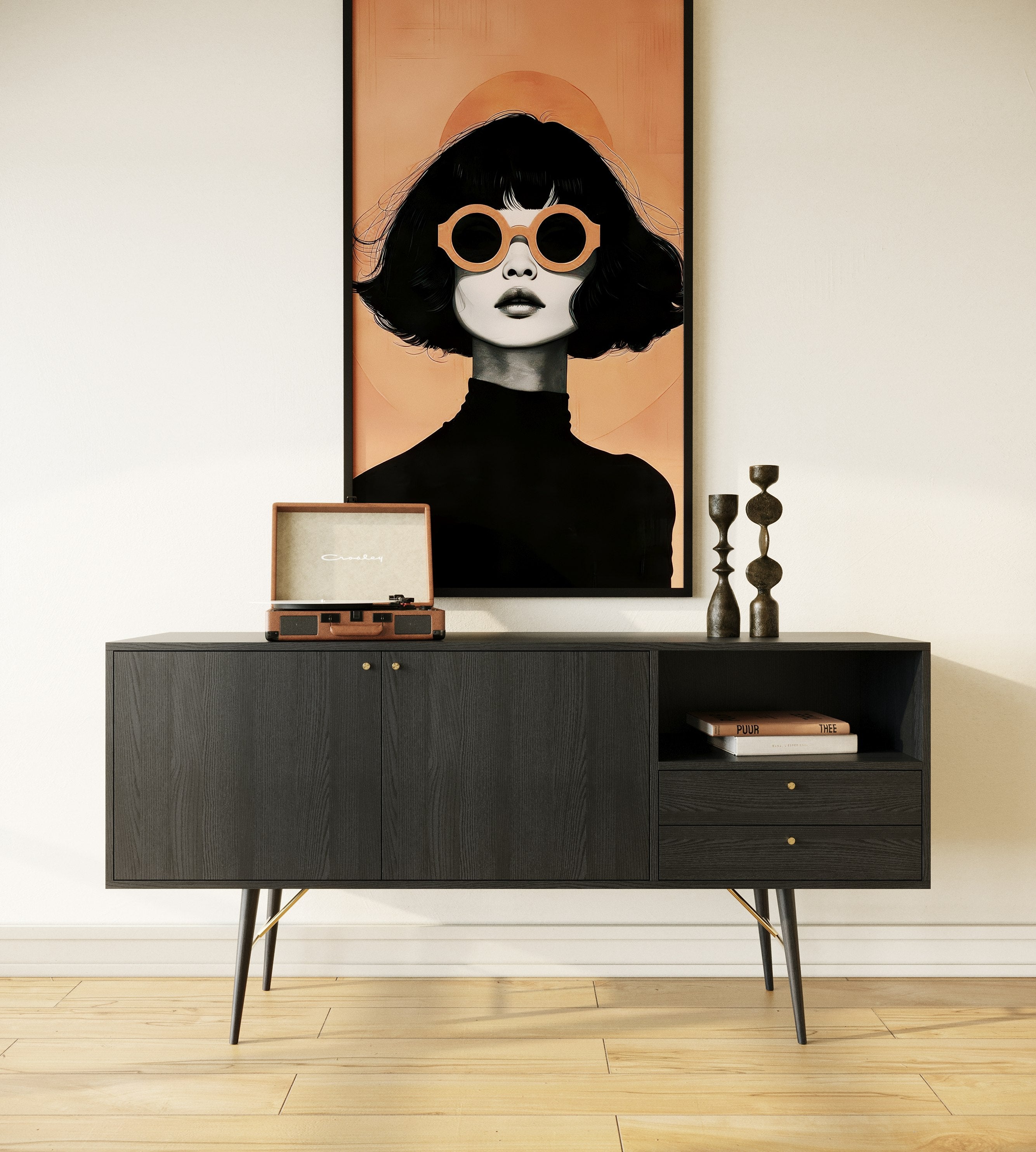 Billy Modern Black Oak & Gold Buffet - image 2
