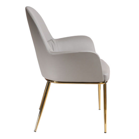 Blanton - Modern Grey Leatherette & Gold Accent Chair