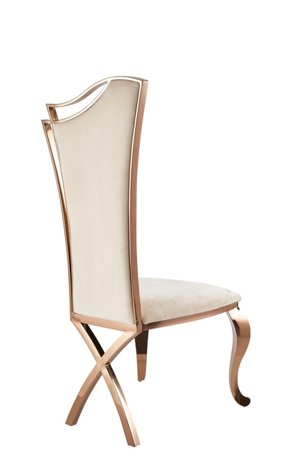 Bonnie - Beige Velvet & Rose Gold Dining Chair (Set of 2) - image 2