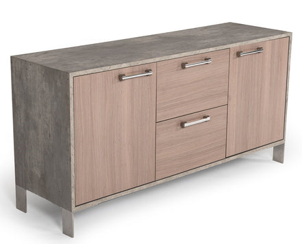 Boston Modern Brown Oak & Faux Concrete Office File Cabinet - image 5