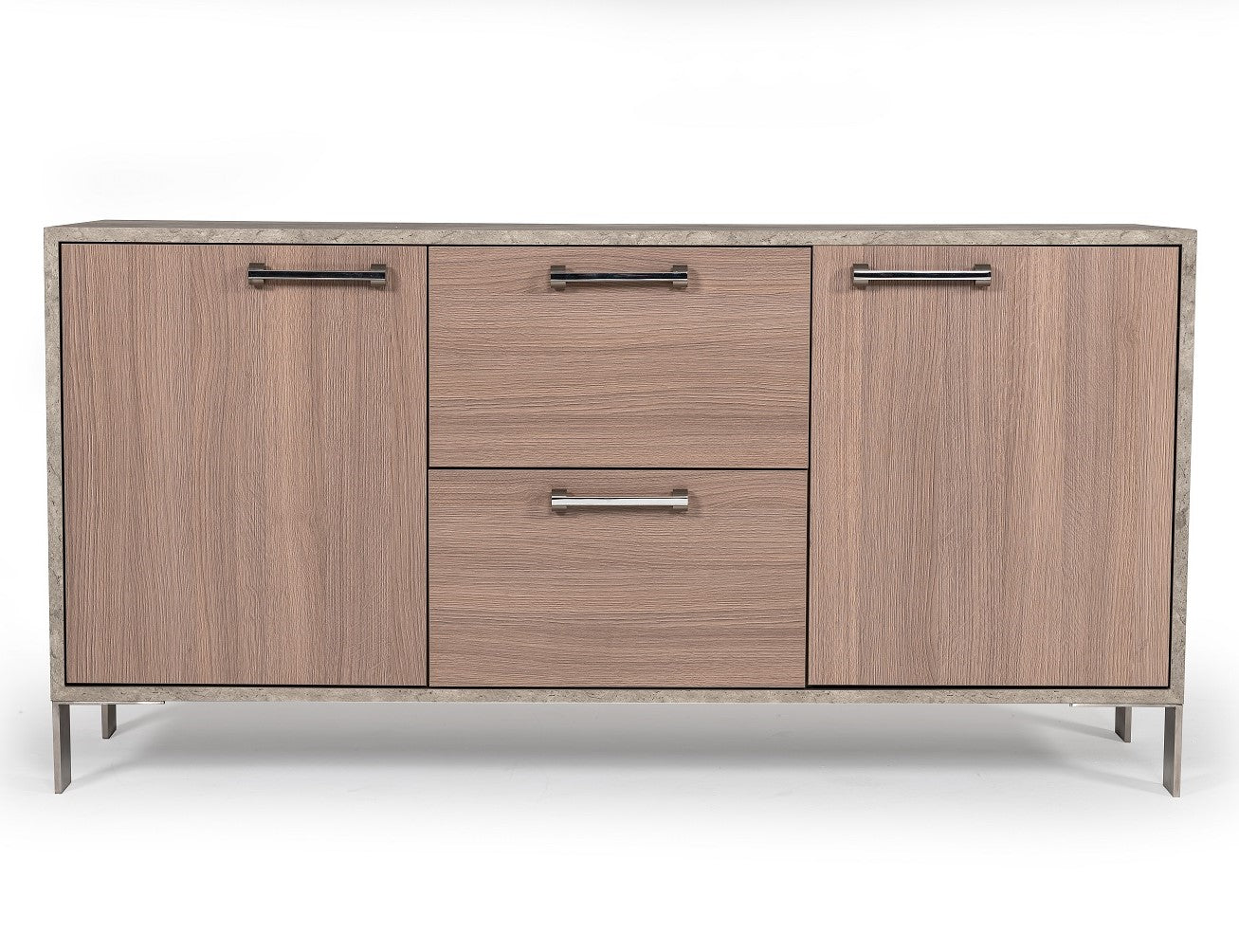 Boston Modern Brown Oak & Faux Concrete Office File Cabinet - image 4