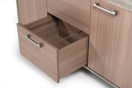 Boston Modern Brown Oak & Faux Concrete Office File Cabinet - image 2