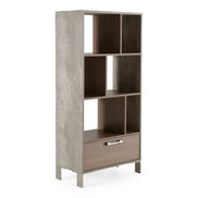 Boston Modern Brown Oak & Faux Concrete Bookcase - image 2