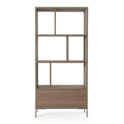 Boston Modern Brown Oak & Faux Concrete Bookcase - image 4