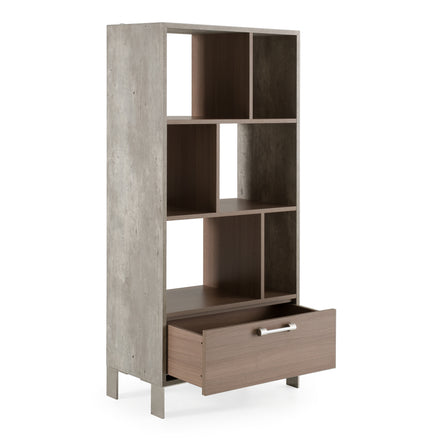 Boston Modern Brown Oak & Faux Concrete Bookcase - image 5