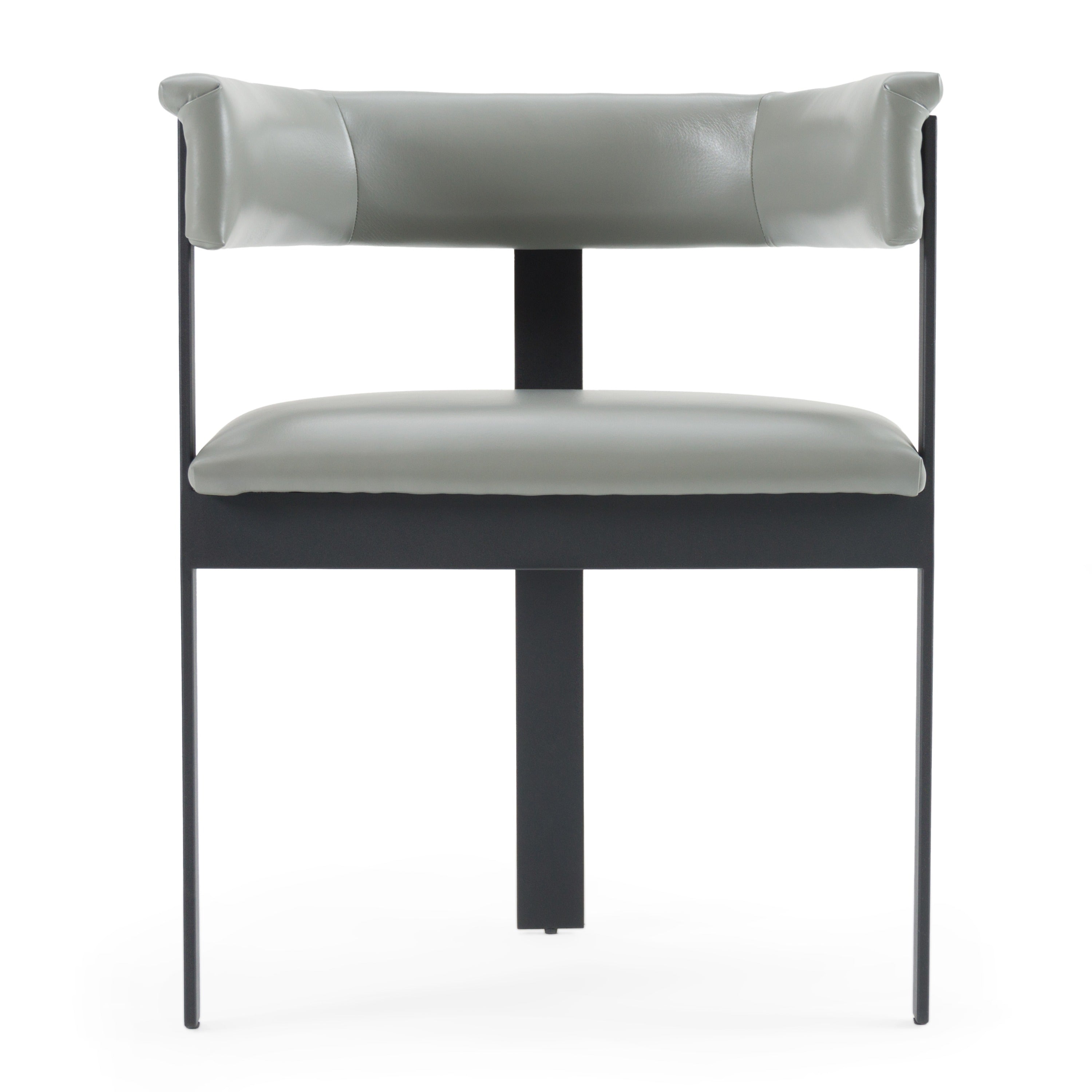 Boswell - Modern Grey Faux Leather + Black Dining Chair