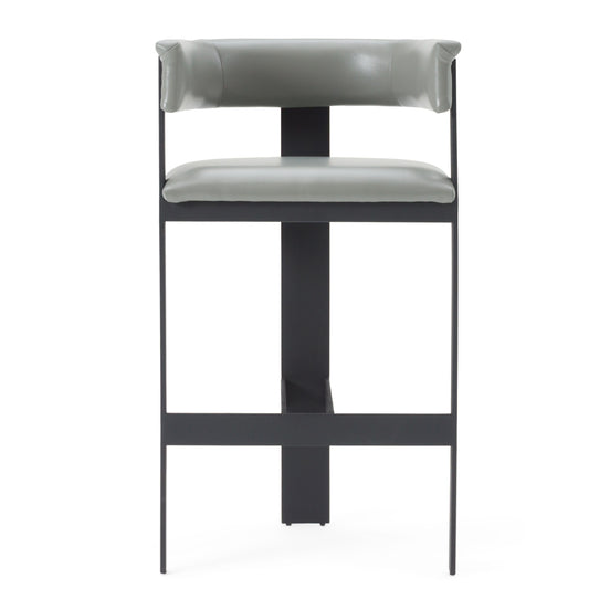 Boswell - Modern Grey Faux Leather + Black Barstool