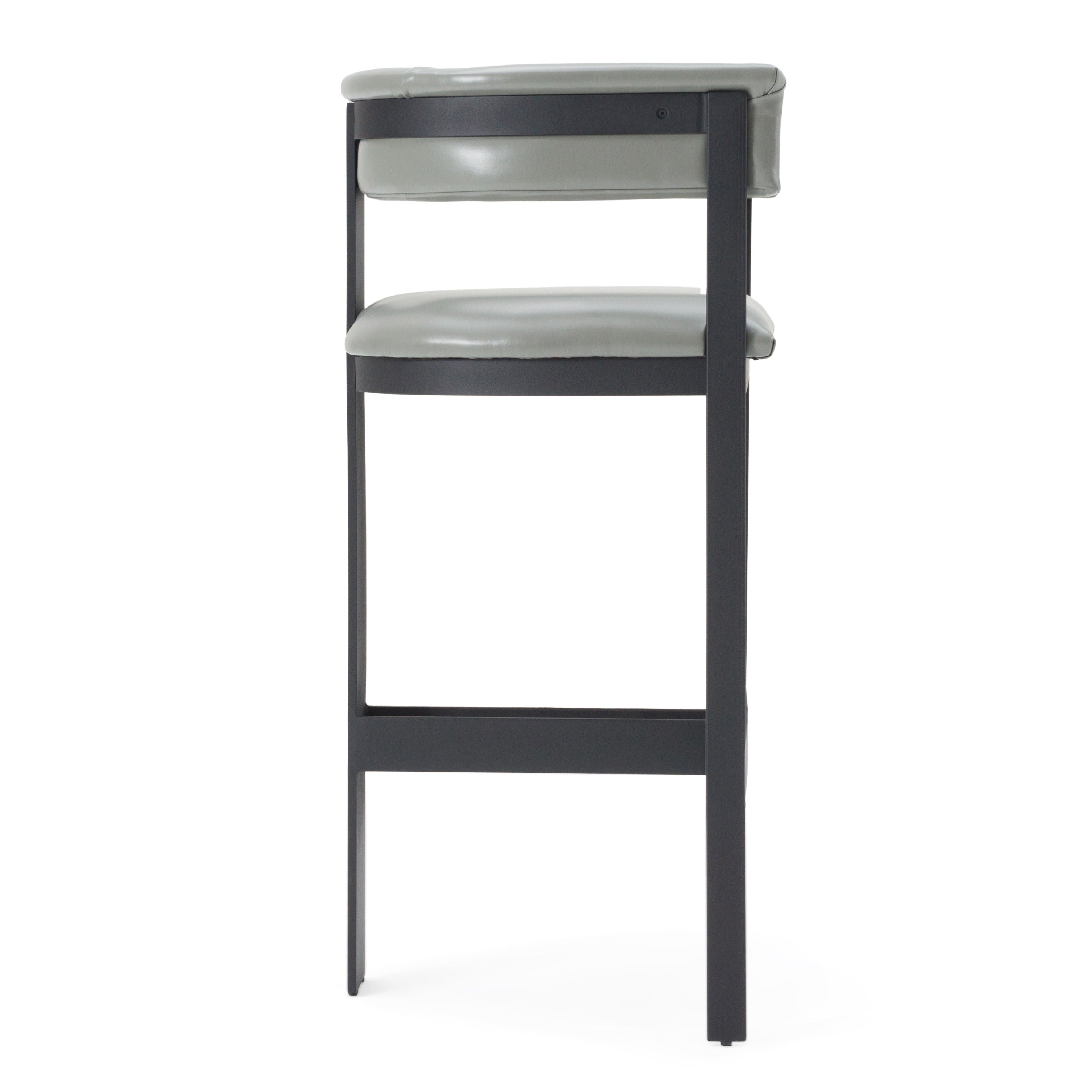 Boswell - Modern Grey Faux Leather + Black Barstool - image 2