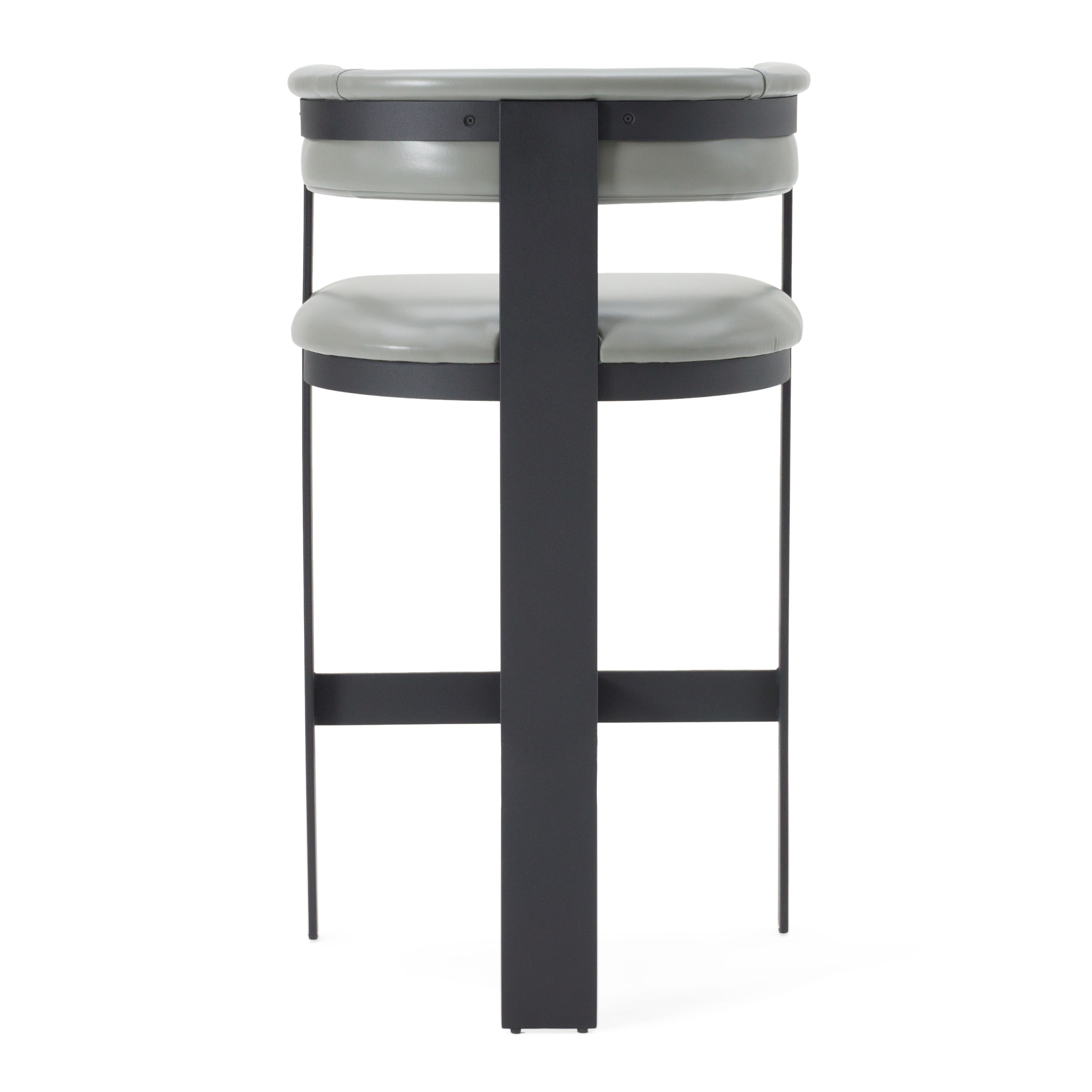 Boswell - Modern Grey Faux Leather + Black Barstool - image 3