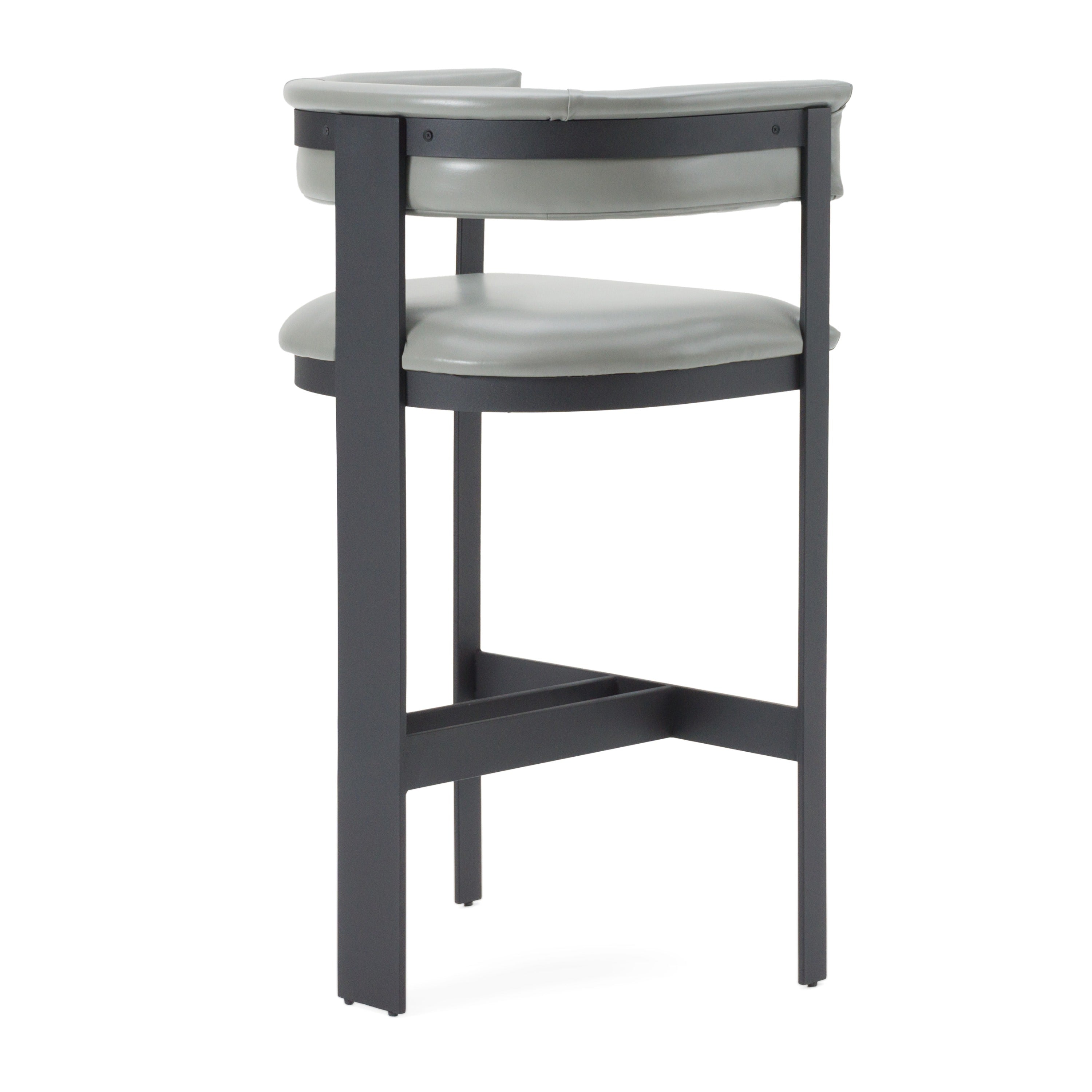 Boswell - Modern Grey Faux Leather + Black Barstool - image 4