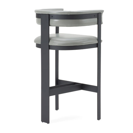 Boswell - Modern Grey Faux Leather + Black Barstool - image 4