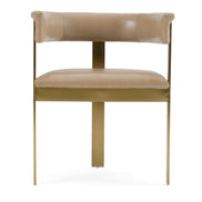 Boswell - Modern Brown Faux Leather + Gold Dining Chair