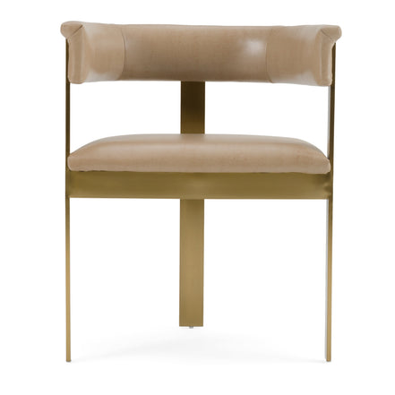 Boswell - Modern Brown Faux Leather + Gold Dining Chair