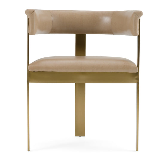 Boswell - Modern Brown Faux Leather + Gold Dining Chair