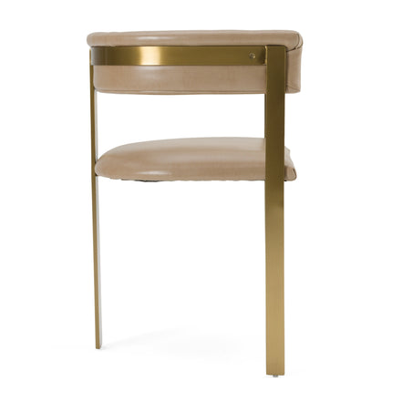 Boswell - Modern Brown Faux Leather + Gold Dining Chair - image 2