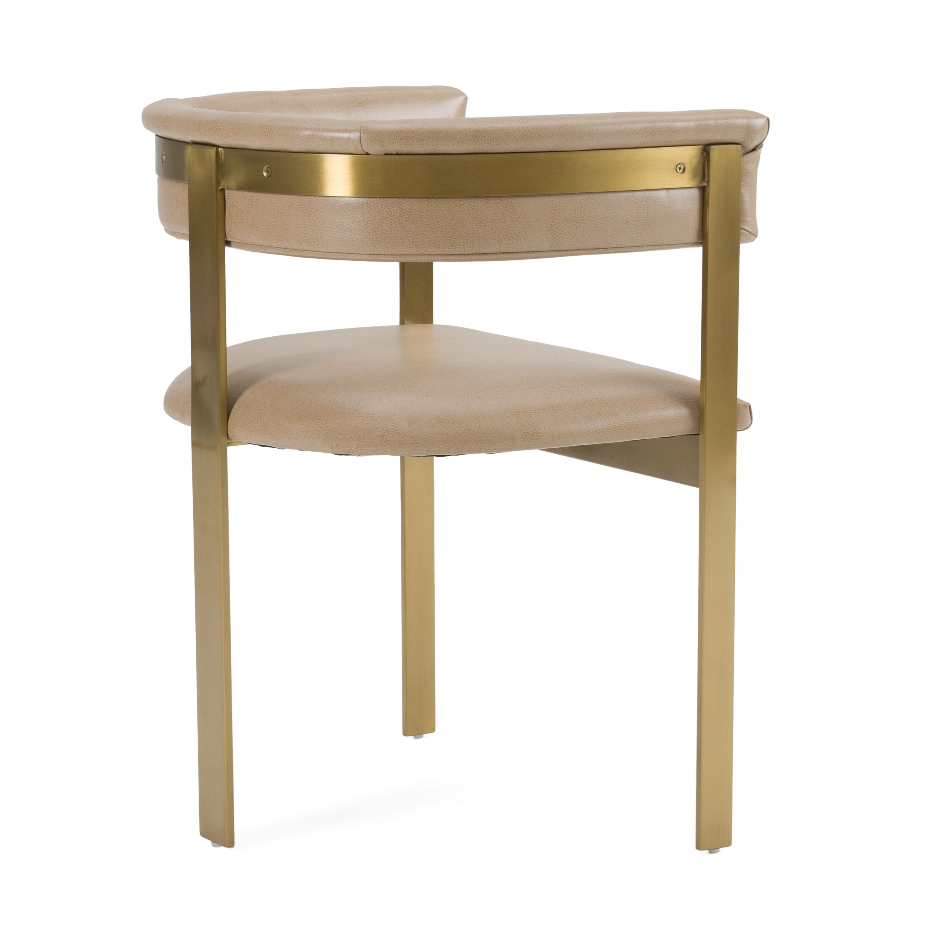 Boswell - Modern Brown Faux Leather + Gold Dining Chair - image 4