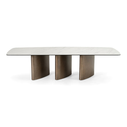 Bounty - Modern White Ceramic + Antique Brass Dining Table - image 2
