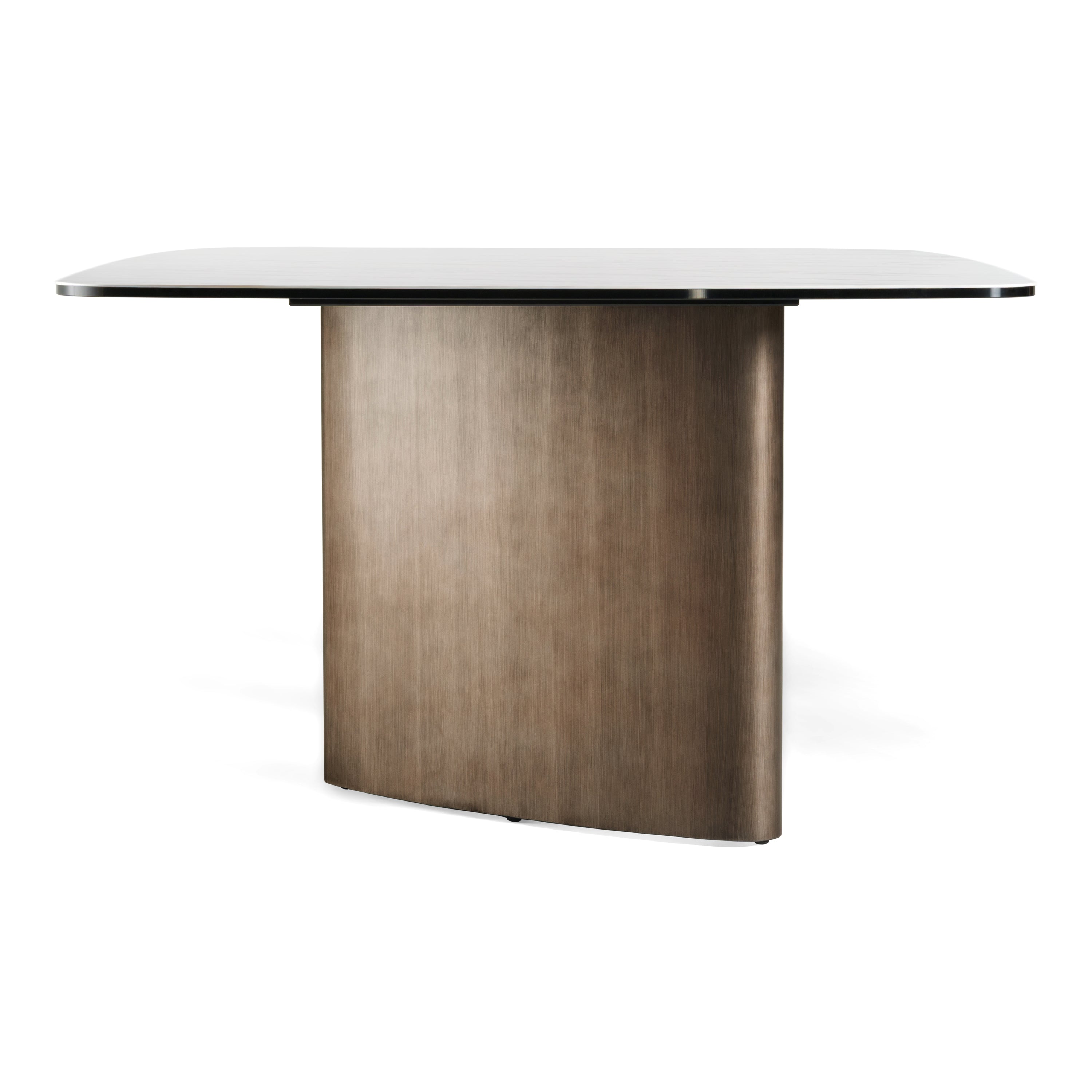 Bounty - Modern White Ceramic + Antique Brass Dining Table - image 3