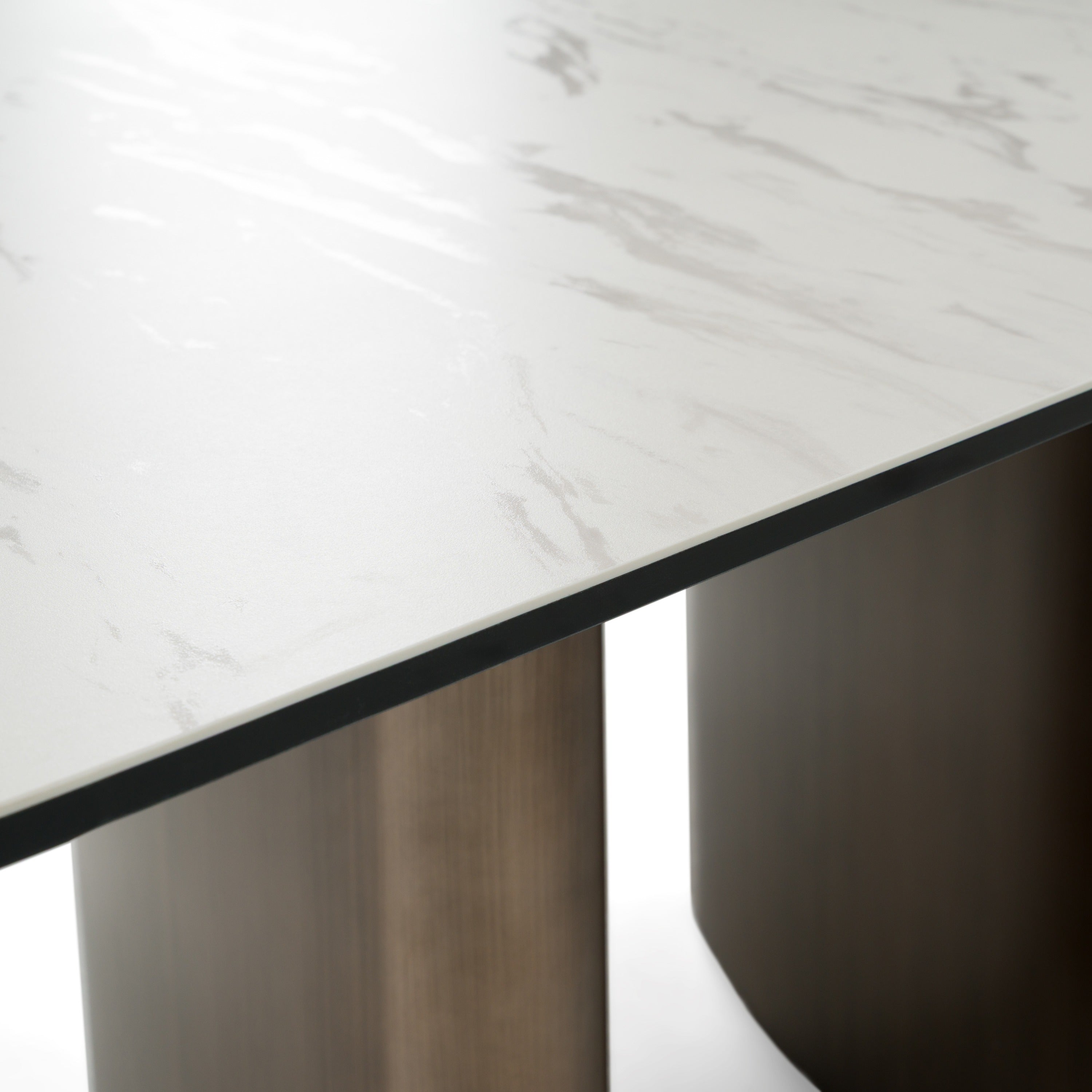 Bounty - Modern White Ceramic + Antique Brass Dining Table - image 5