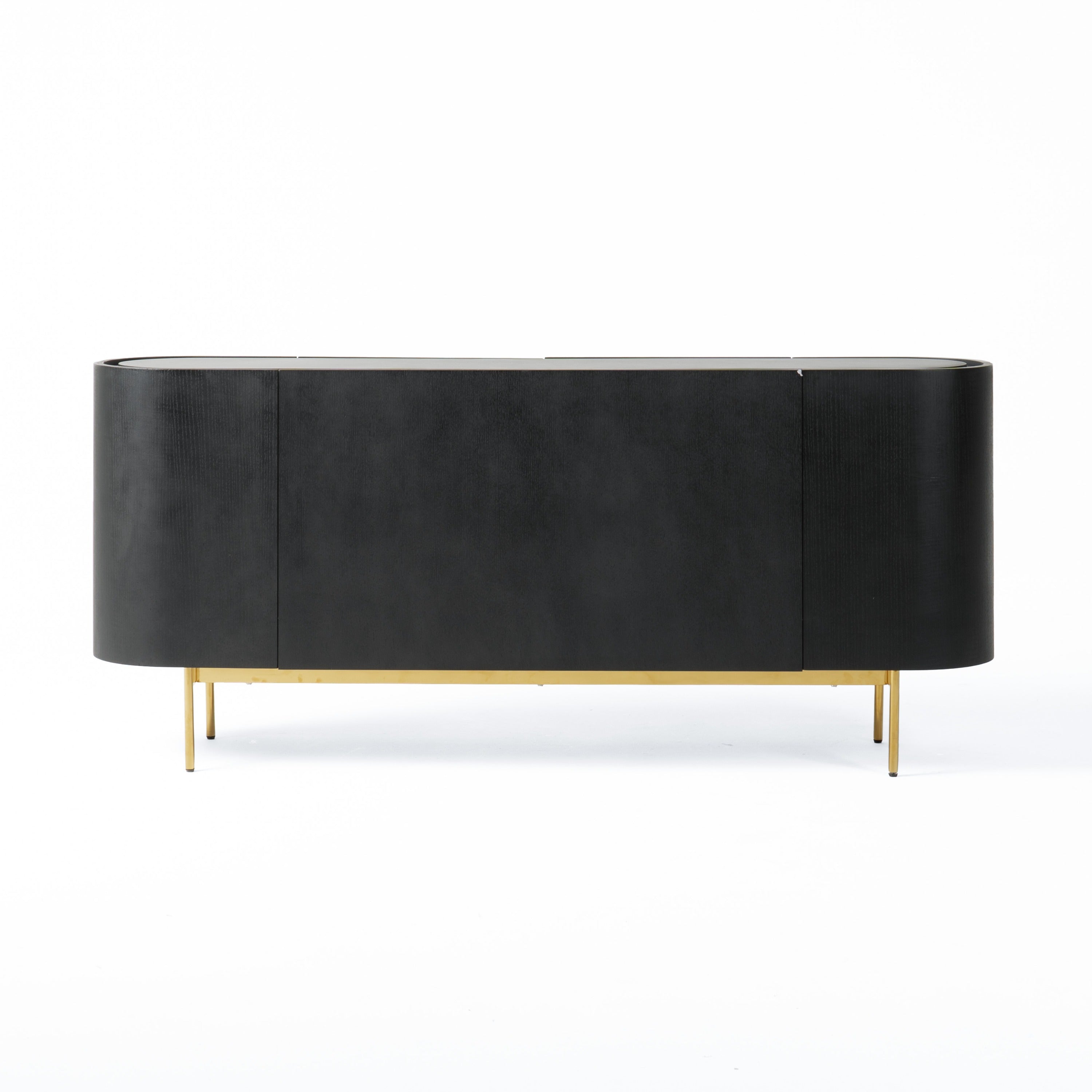 Bowie - Mid-Century Modern Black Oak + Brass Buffet - image 4