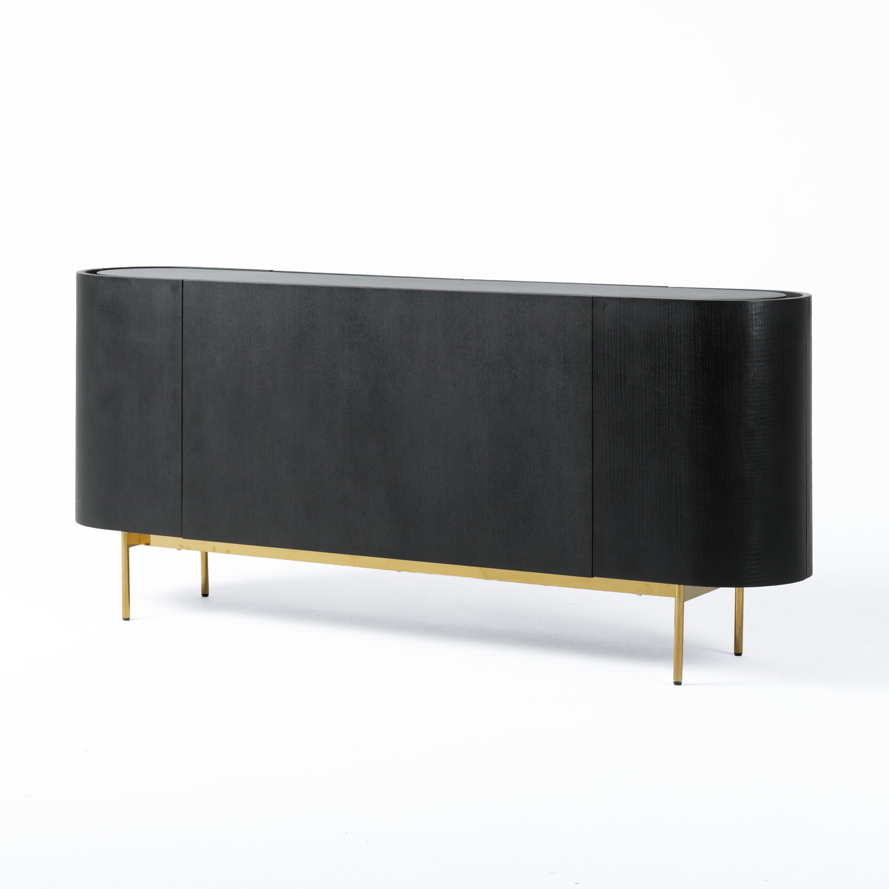 Bowie - Mid-Century Modern Black Oak + Brass Buffet - image 5