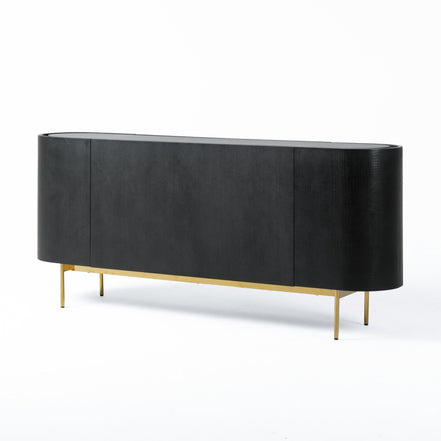 Bowie - Mid-Century Modern Black Oak + Brass Buffet - image 5