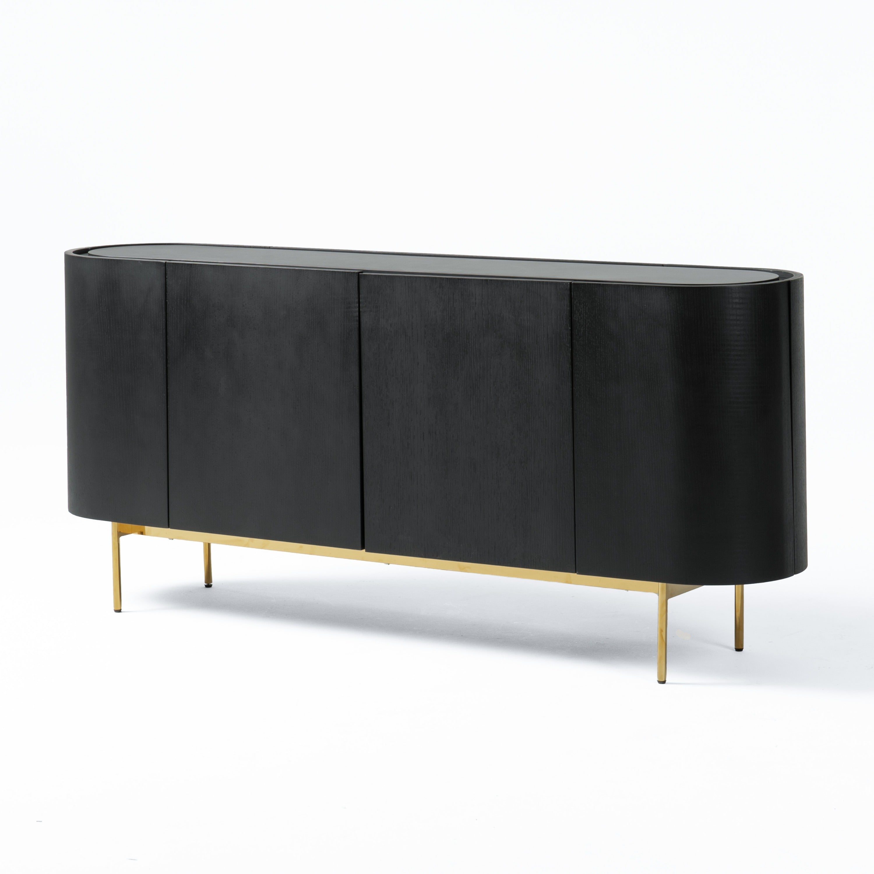 Bowie - Mid-Century Modern Black Oak + Brass Buffet - image 3