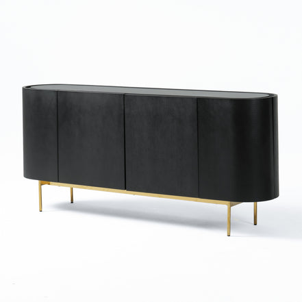 Bowie - Mid-Century Modern Black Oak + Brass Buffet - image 3