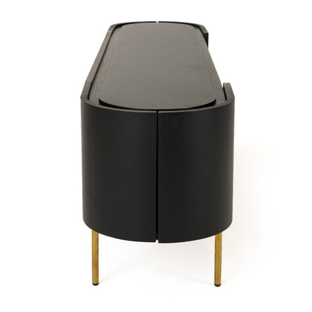 Bowie - Mid-Century Modern Black Oak + Brass TV Stand - image 5