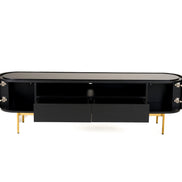 Bowie - Mid-Century Modern Black Oak + Brass TV Stand - image 2