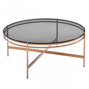 Bradford - Modern Smoked Glass & Rosegold Coffee Table