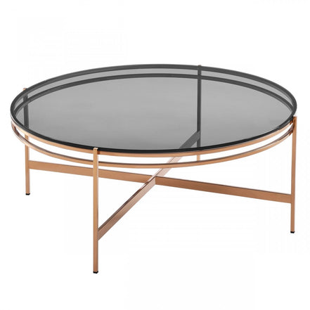 Bradford - Modern Smoked Glass & Rosegold Coffee Table