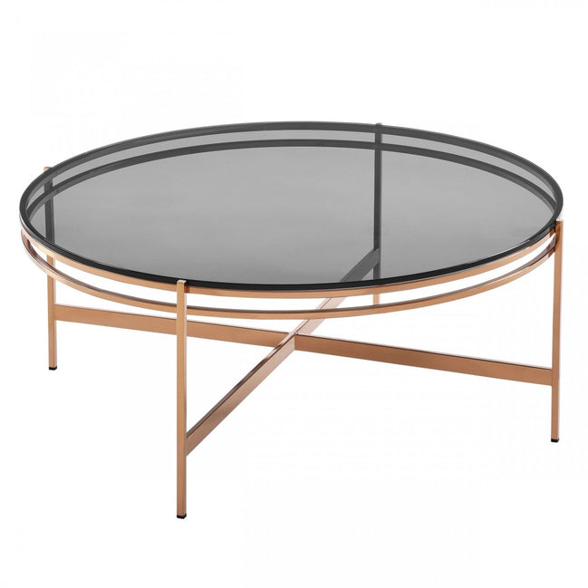 Bradford - Modern Smoked Glass & Rosegold Coffee Table